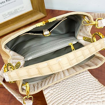 Patent Croc -V- Emblem Bucket Handbag