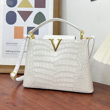 Patent Croc -V- Emblem Bucket Handbag