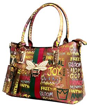 4-in-1  Graffiti Bee Stripe ACCENT Satchel Bag Value Set