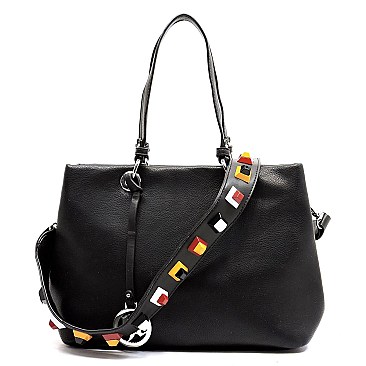 S0502-LP Colorful Pyramid Stud Strap 2 Way Satchel