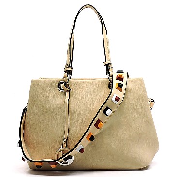 S0502-LP Colorful Pyramid Stud Strap 2 Way Satchel