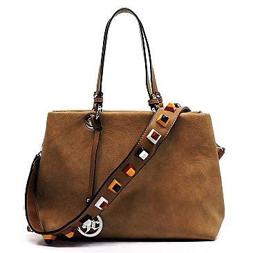 S0502-LP Colorful Pyramid Stud Strap 2 Way Satchel