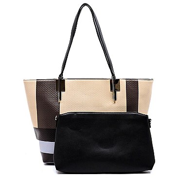 Plaid Check 2-in-1 Shopper & Clutch Set