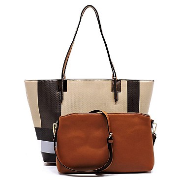 Plaid Check 2-in-1 Shopper & Clutch Set