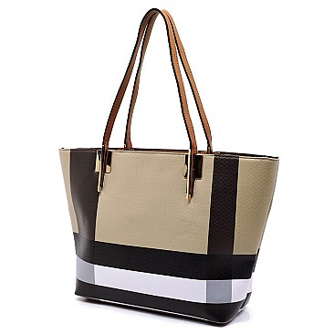 Plaid Check 2-in-1 Shopper & Clutch Set