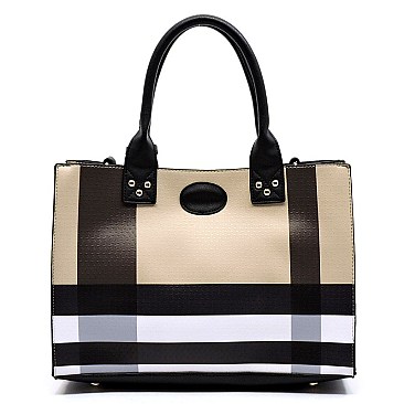 3 IN 1 Plaid Check Box Cross Body Satchel Set