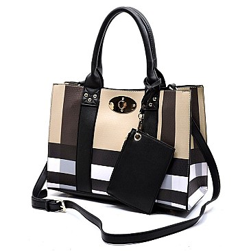 3 IN 1 Plaid Check Box Cross Body Satchel Set