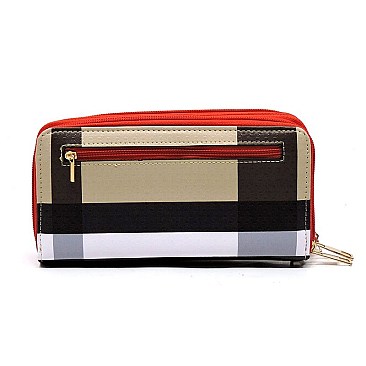 Zip Around Plaid Check Wallet Wristlet