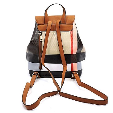 Classic Plaid Check Drawstring Backpack