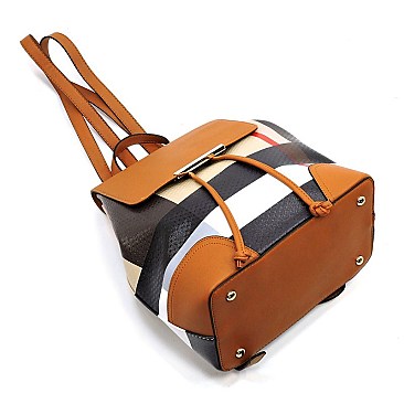 Classic Plaid Check Drawstring Backpack