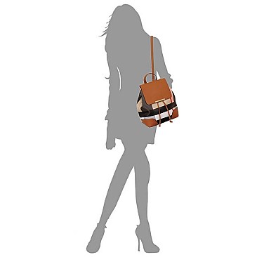 Classic Plaid Check Drawstring Backpack