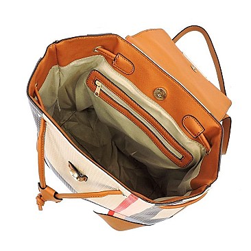 Classic Plaid Check Drawstring Backpack