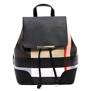 Classic Plaid Check Drawstring Backpack