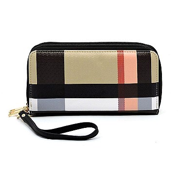 Zip Around Plaid Check Wallet Wristlet