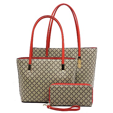 2-in-1 Diamond Check Tote Set