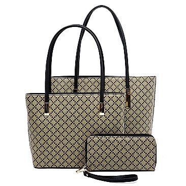 2-in-1 Diamond Check Tote Set