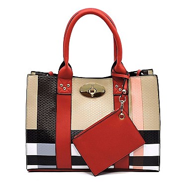 3 IN 1 Plaid Check Box Cross Body Satchel Set