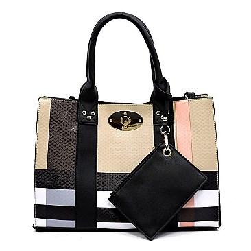 3 IN 1 Plaid Check Box Cross Body Satchel Set