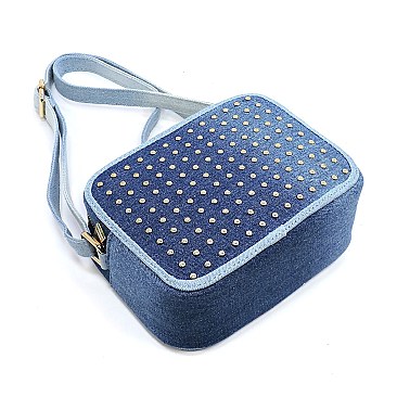 Micro Studded Denim Box Satchel