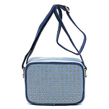 Micro Studded Denim Box Satchel