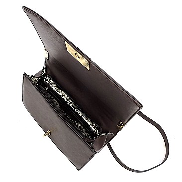 Flower Print Diamond Check Crossbody Bag