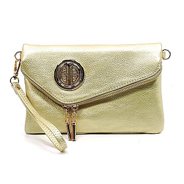 Round Logo Envelope Crossbody Clutch