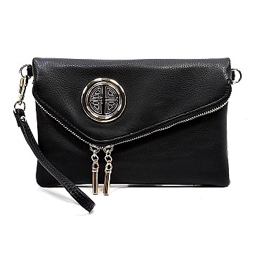 Round Logo Envelope Crossbody Clutch