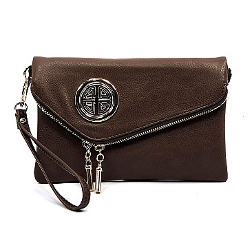 Round Logo Envelope Crossbody Clutch