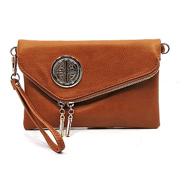 Round Logo Envelope Crossbody Clutch