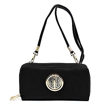 Double Zip Around LOGO Crossbody Wallet