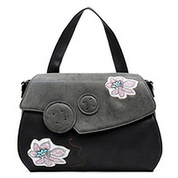 Embroidered Flower Patch Satchel