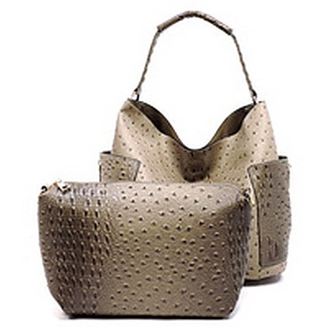 Ostrich Croc 2-in-1 Shoulder Bag Hobo