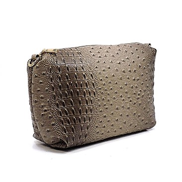 Ostrich Croc 2-in-1 Shoulder Bag Hobo