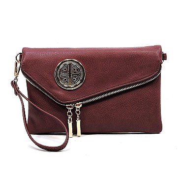 Round Logo Envelope Crossbody Clutch