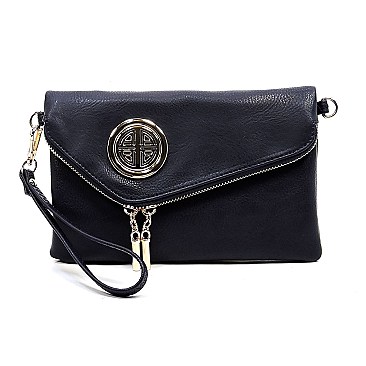 Round Logo Envelope Crossbody Clutch