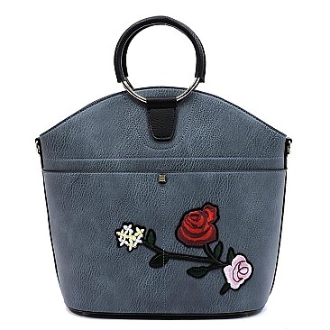 Round Top Handle Flower Satchel