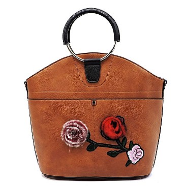 Round Top Handle Flower Satchel