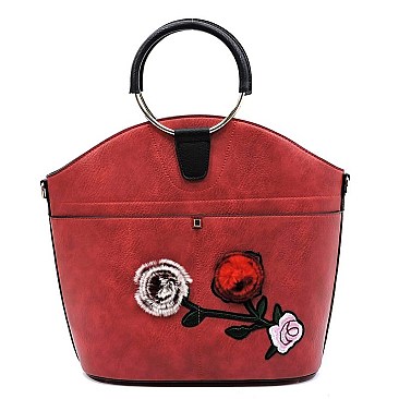 Round Top Handle Flower Satchel