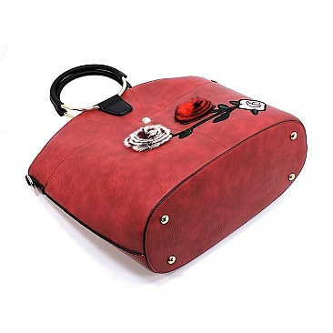 Round Top Handle Flower Satchel