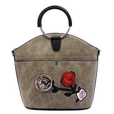 Round Top Handle Flower Satchel