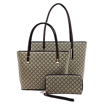 2-in-1 Diamond Check Tote Set