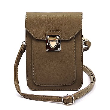 Push Lock Cell Phone Case Crossbody Bag