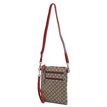 Multi Zipper Diamond Check Crossbody Bag