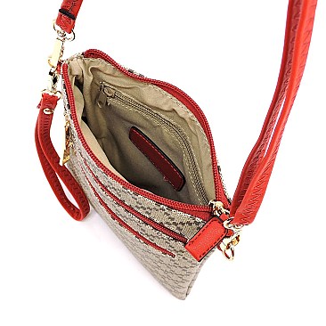 Multi Zipper Diamond Check Crossbody Bag