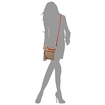 Multi Zipper Diamond Check Crossbody Bag