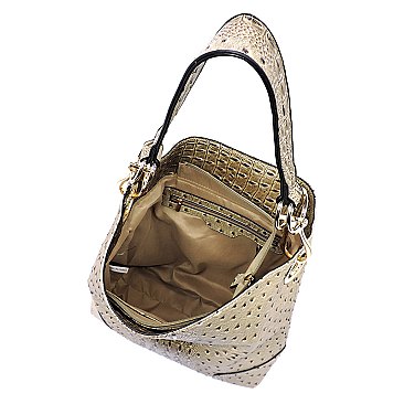 Ostrich Croc Classic Bucket Bag