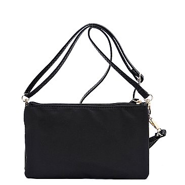 PEGASO Nylon Multi Compartment Zip Clutch Crossbody Bag