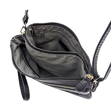 PEGASO Nylon Multi Compartment Zip Clutch Crossbody Bag