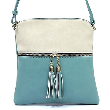 Mid-Zip Tasselled Crossbody Bag