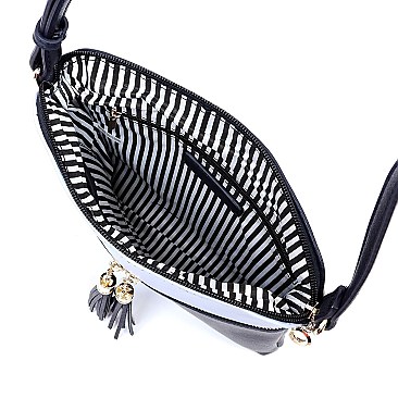 Mid-Zip Tasselled Crossbody Bag